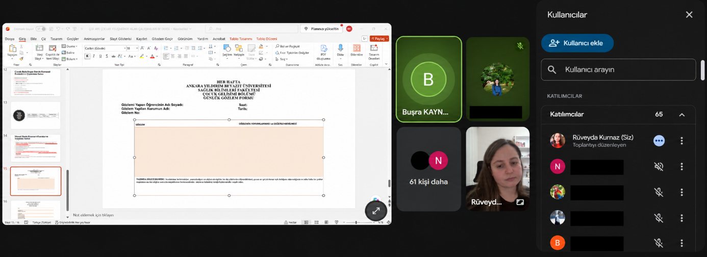ÇGL 405 Çocuk Gelişiminde Alan Çalışmaları I Oryantasyon ProgramıII 
