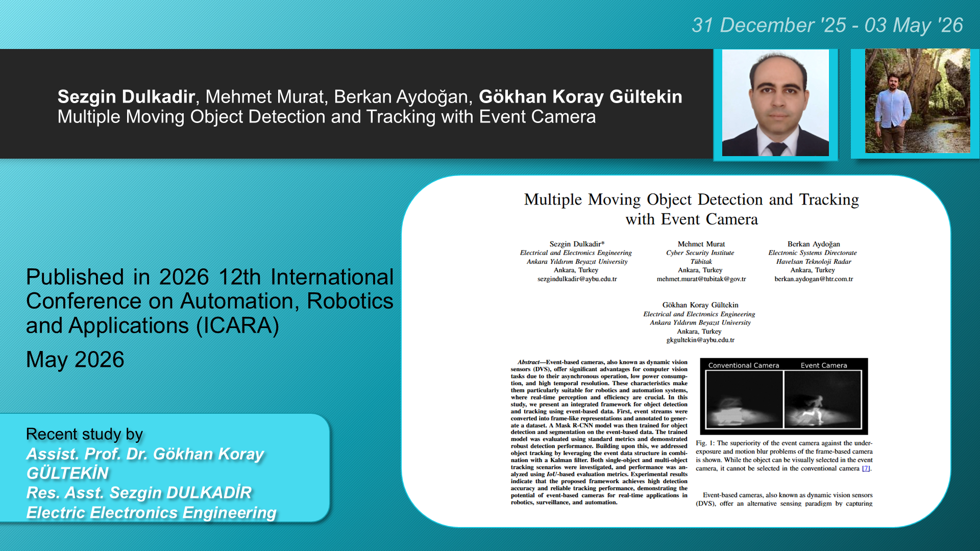 Multiple Moving Object Detection and Tracking with Event Camera adlı Sezgin Dulkadir, Mehmet Murat, Berkan Aydoğan, Gökhan Koray Gültekin tarafından yapılan çalışma görseli