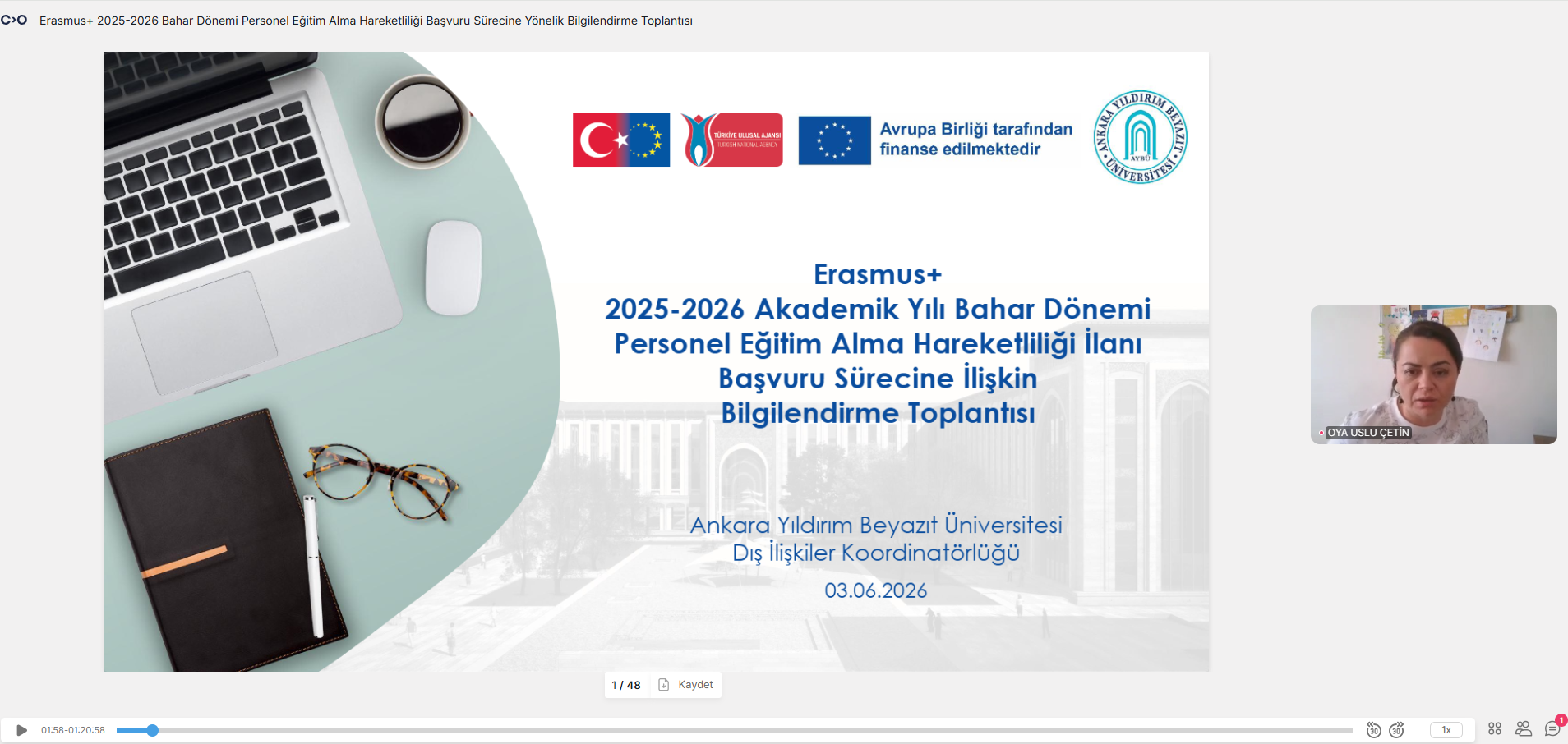 Toplantı kaydından bir ekran görüntüsüdür.