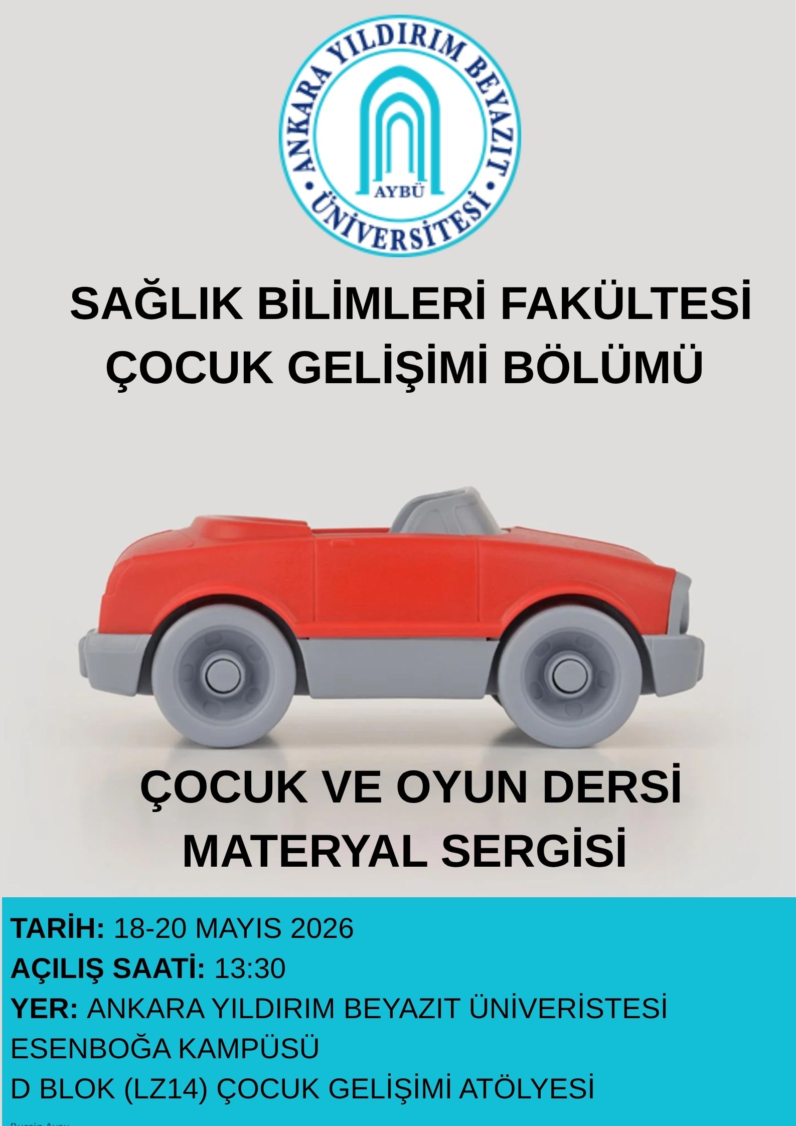 ÇGL266 Çocuk ve Oyun Dersi Materyal sergisi afişi