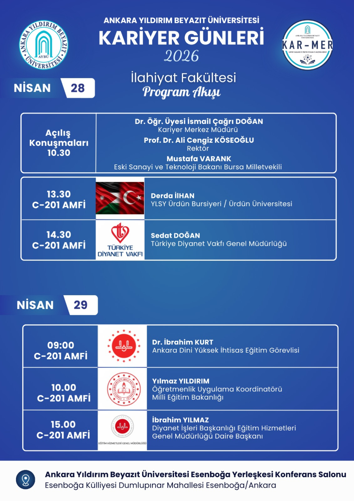 2026 Kariyer Günleri İlahiyat Fakültesi Program Akışı
