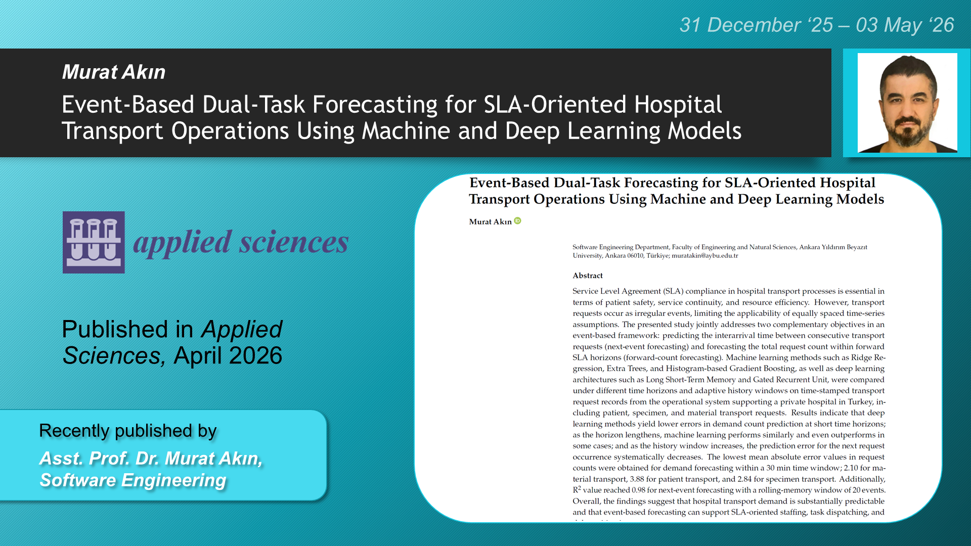 Event-Based Dual-Task Forecasting for SLA-Oriented Hospital Transport Operations Using Machine and Deep Learning Models adlı Murat Akın tarafından yapılan çalışma görseli