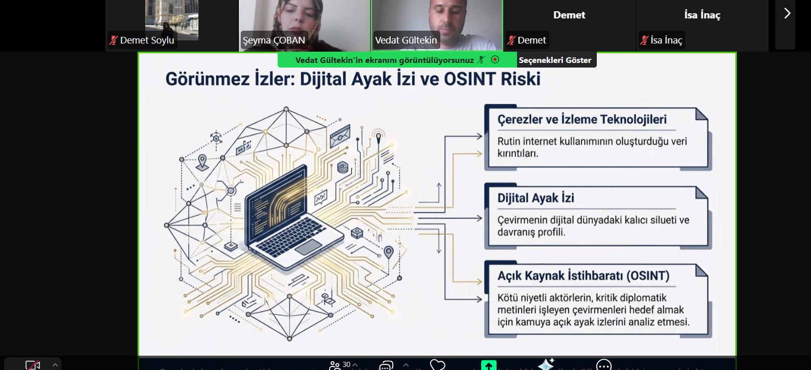 Online sunum esnasında alınmış bir ekran görüntüsü