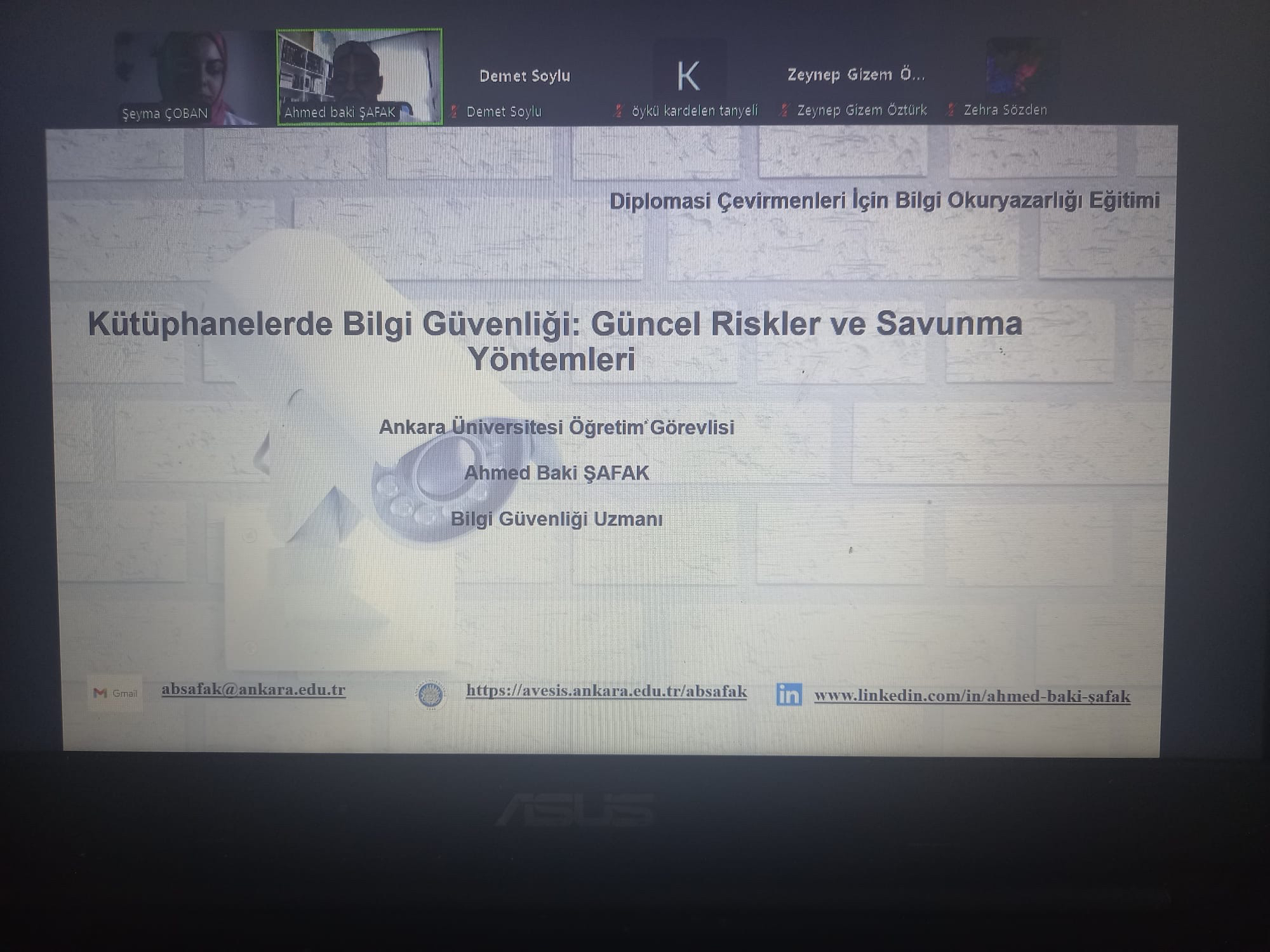 İkinci online sunumun ekran görüntüsü