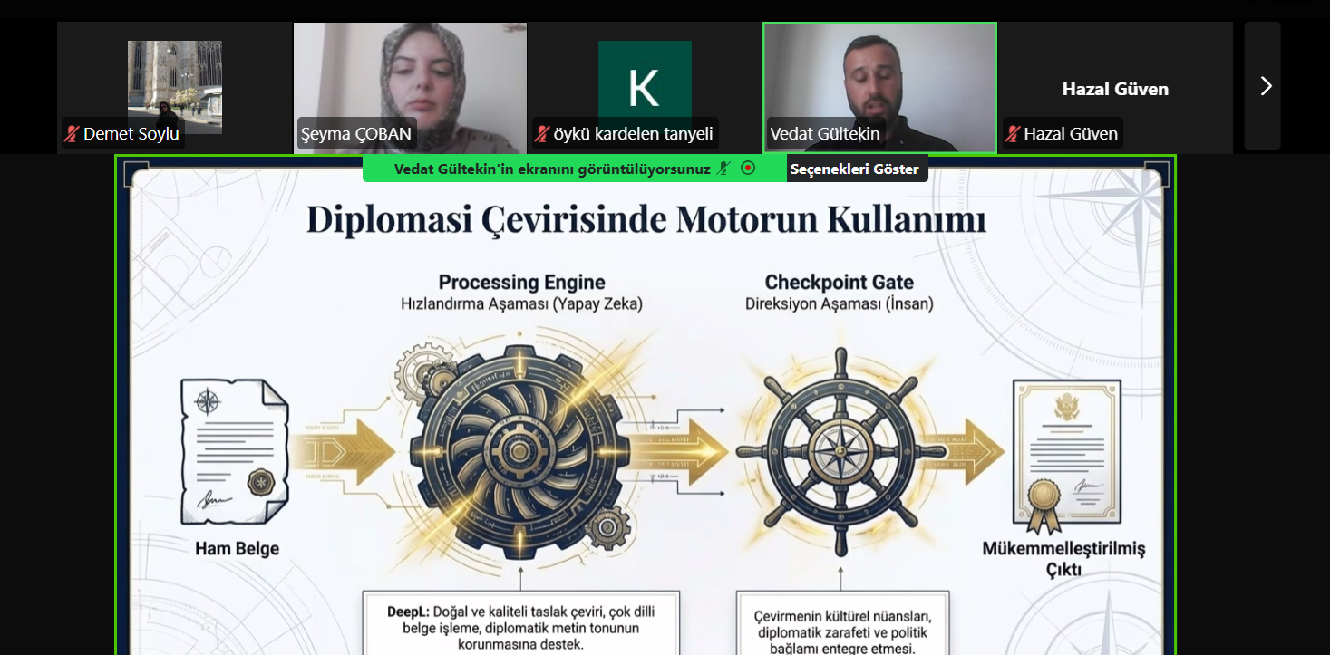 Vedat Gültekin'in online toplantıda sunum yaparken alınmış bir ekran görüntüsü