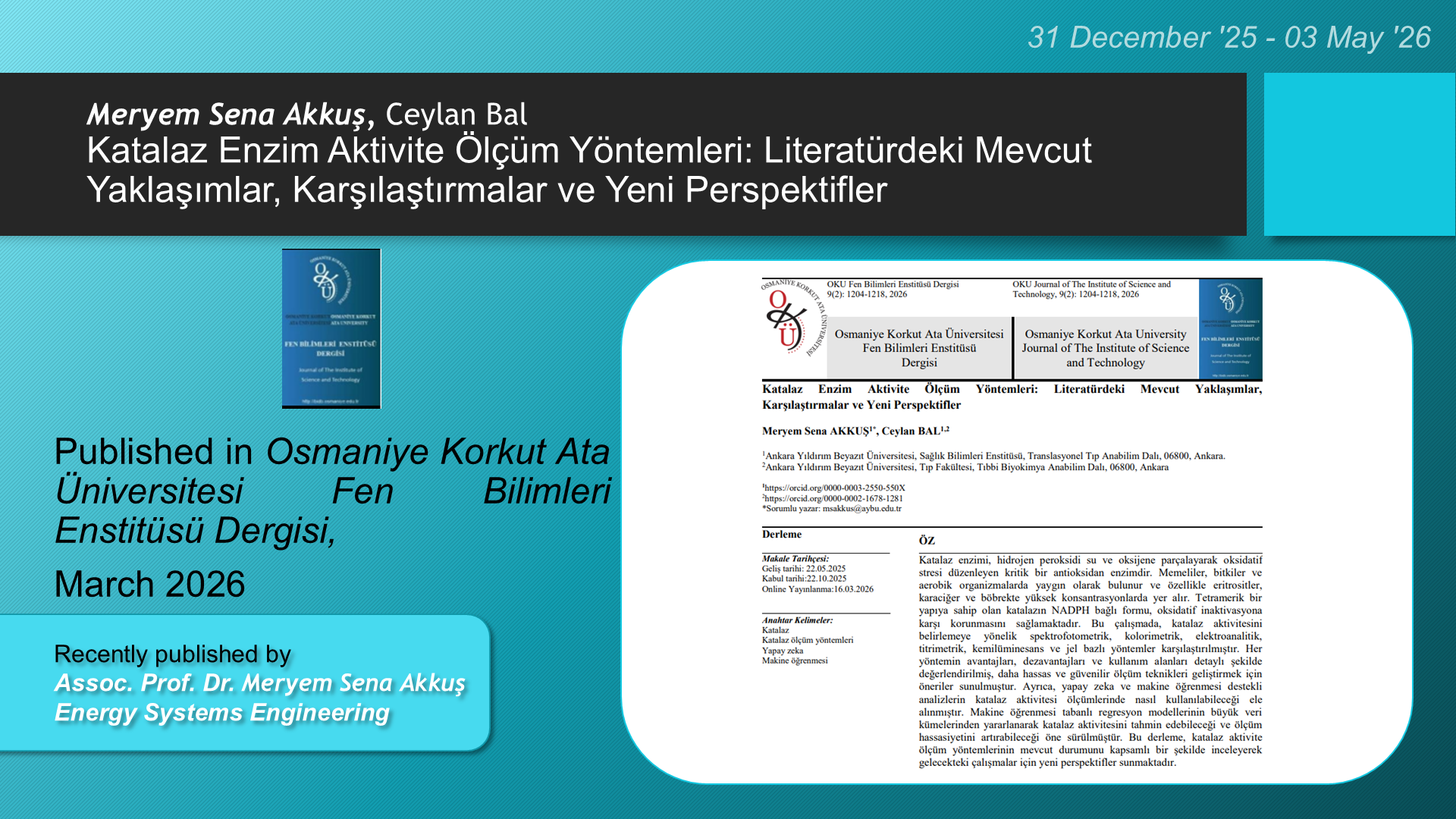 Katalaz Enzim Aktivite Ölçüm Yöntemleri: Literatürdeki Mevcut Yaklaşımlar, Karşılaştırmalar ve Yeni Perspektifler adlı Meryem Sena Akkuş, Ceylan Bal tarafından yapılan çalışma görseli