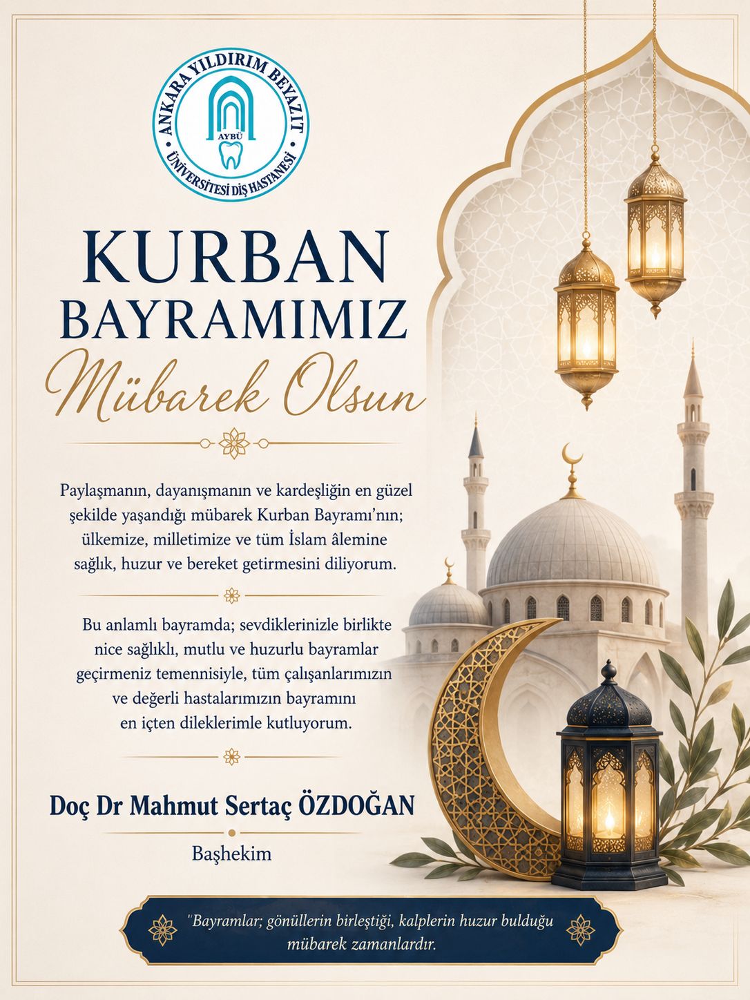 Kurban bayramı mesajı