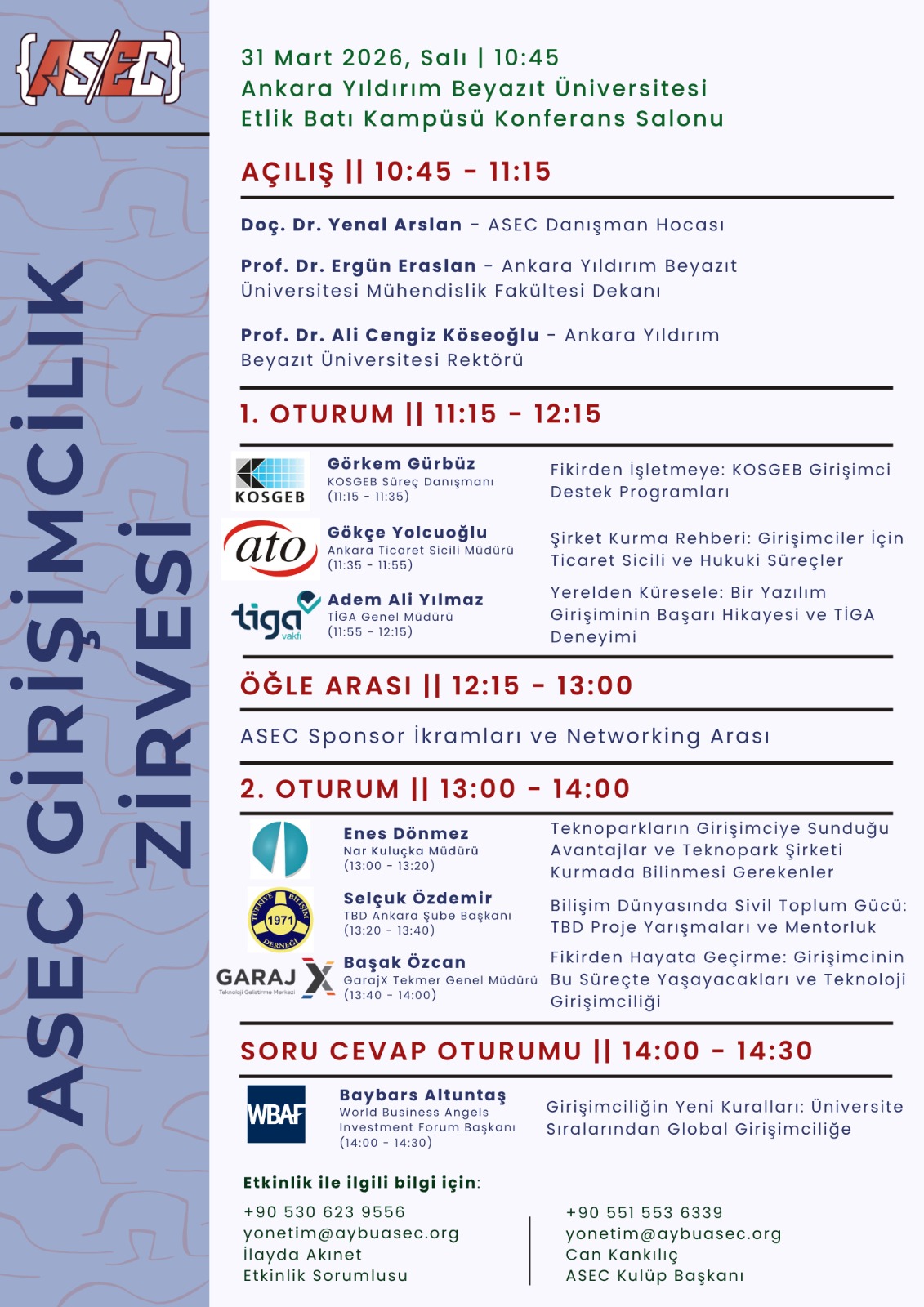 ASEC Entrepreneurship Summit 2026 detailed event schedule image. Details are provided in the text following the image.