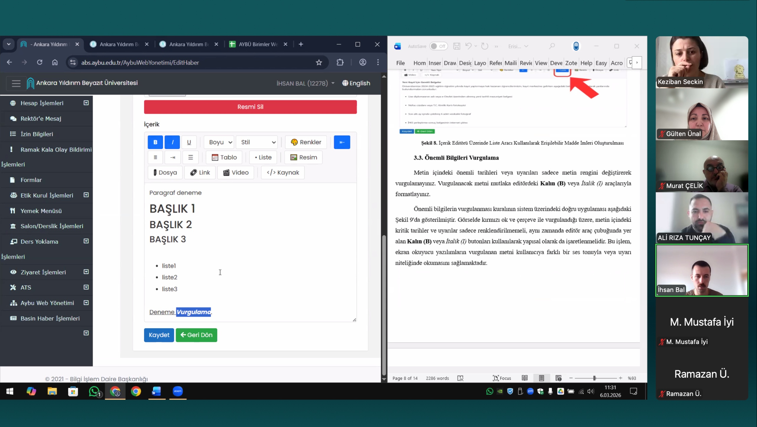 görselde bir canlı toplantının ekran görüntüsü var 