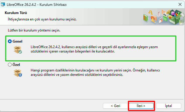 LibreOffice kurulum adım 2