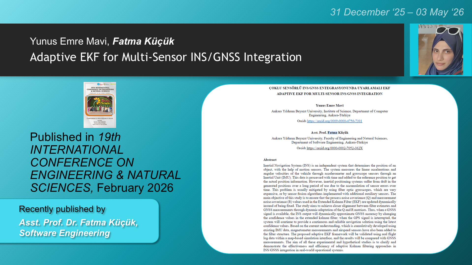 Adaptive EKF for Multi-Sensor INS/GNSS Integration adlı Yunus Emre Mavi, Fatma Küçük tarafından yapılan çalışma görseli