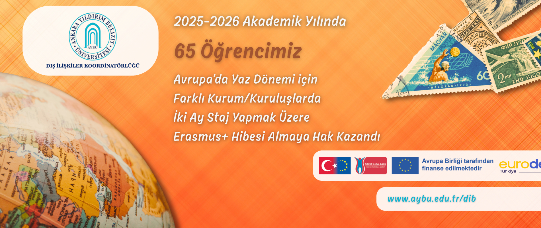 2025-2026 akademik yılında Erasmus staj hareketliliği gerçekleştiren öğrenci sayısına dair bir görseldir.