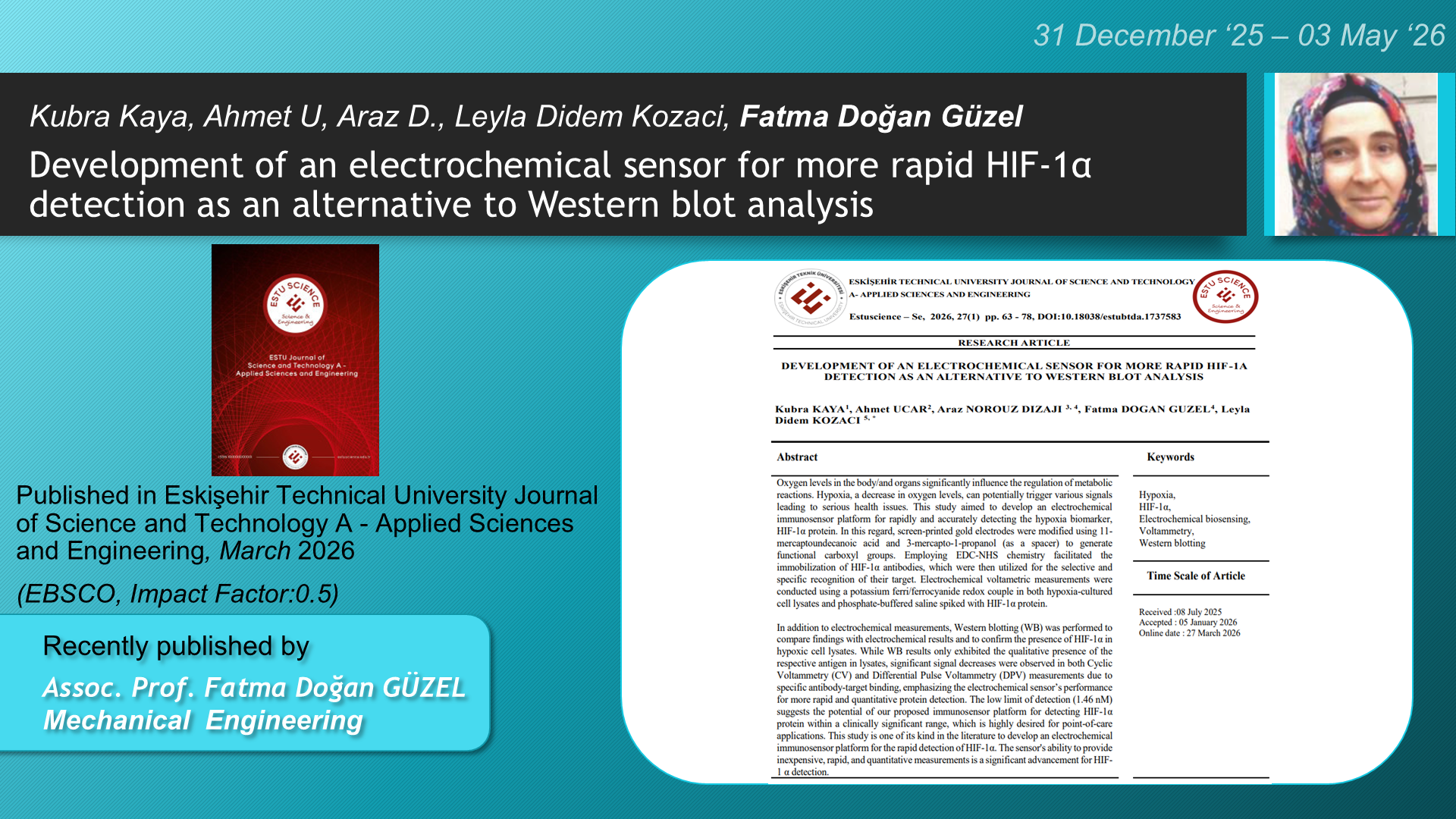 Development of an electrochemical sensor for more rapid HIF-1α detection as an alternative to Western blot analysis adlı Kubra Kaya, Ahmet U, Araz D., Fatma Dogan Guzel, Leyla Didem Kozaci tarafından yapılan çalışma görseli