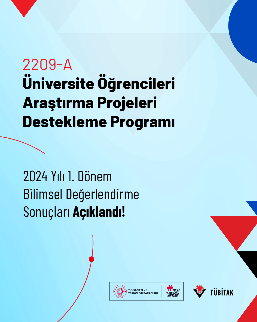 Tübitak 2209-A 2024 proje sonuçları açıklandı.