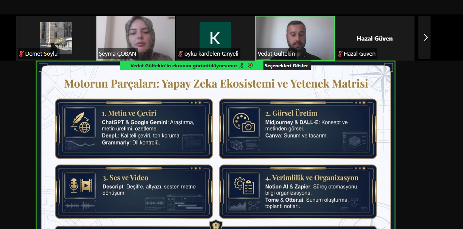 A screenshot of Vedat Gültekin during an online presentation