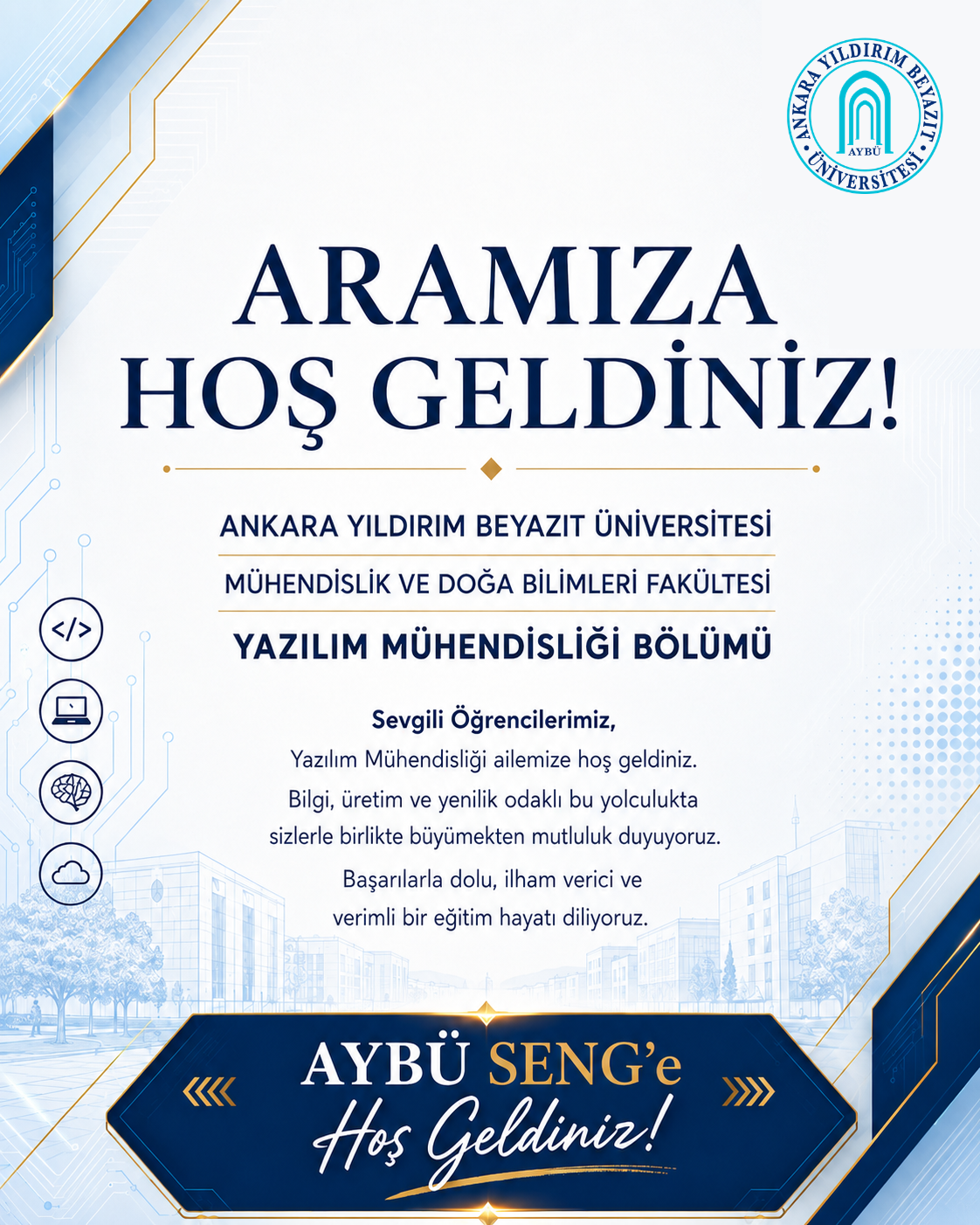 2026 girişli öğrencilerimiz için hoş geldiniz ve tebrik mesajı afişi.