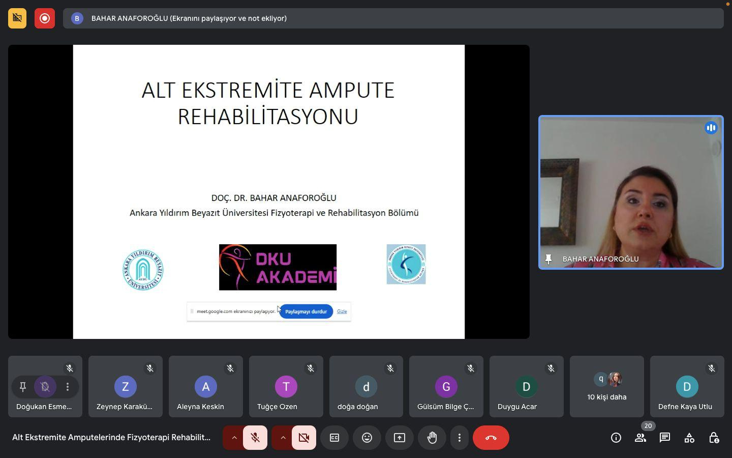 Alt Ekstremite Ampute Rehabilitasyonu Webinarı Sunum Ekran Görüntüsü 