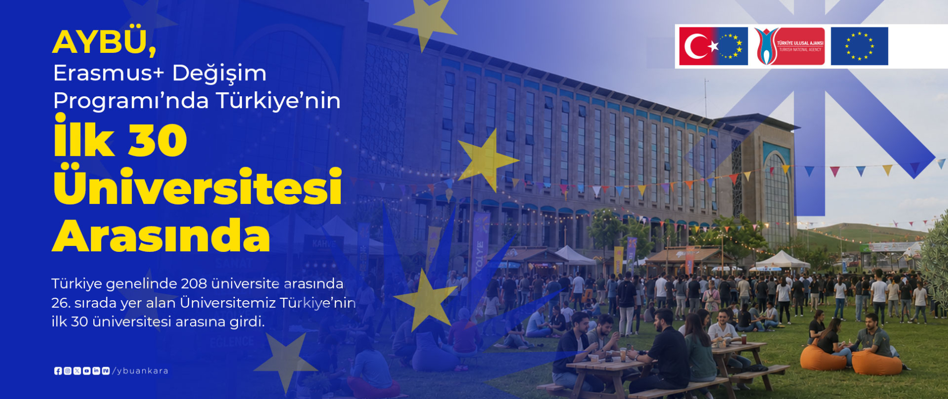 AYBÜ Erasmus Değişim Programı'nda Türkiye'de İlk 30 Üniversite Arasında