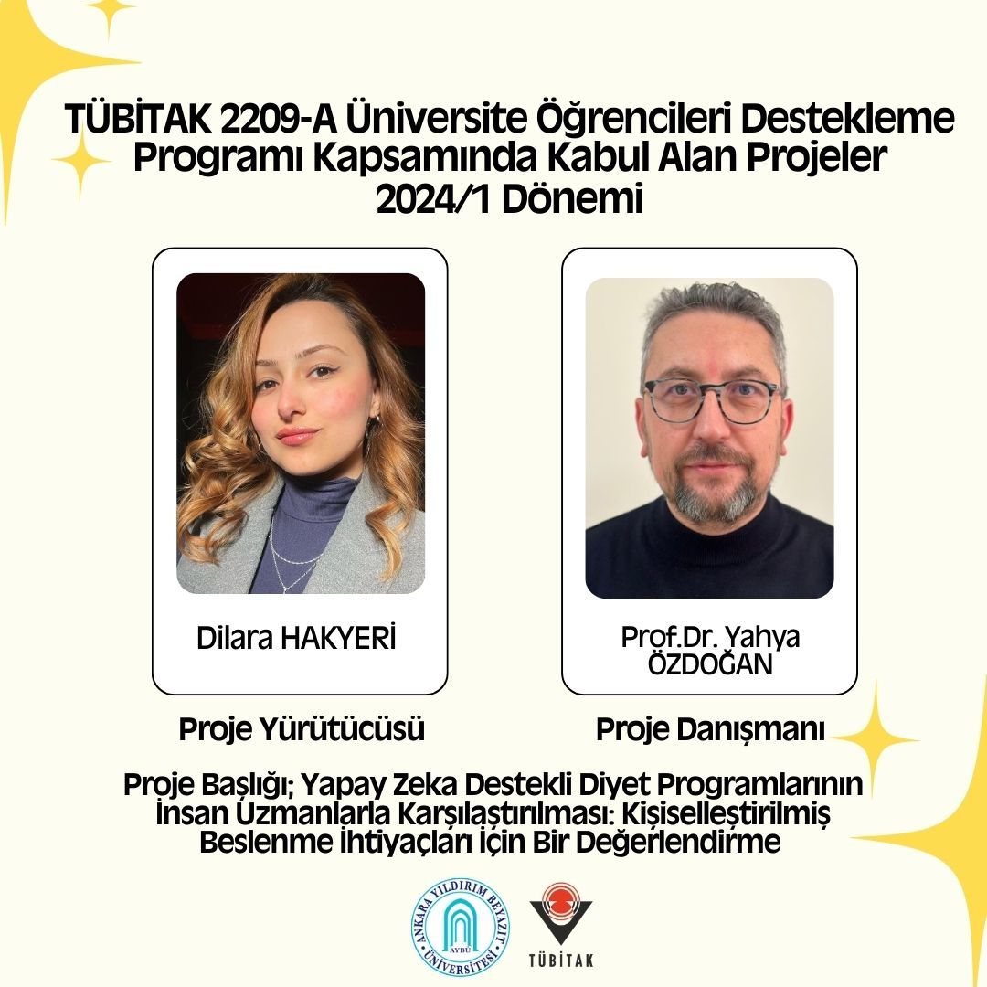 Prof. Dr. Yahya ÖZDOĞAN danışmanlığında TÜBİTAK 2209 Projesi Kabul Edildi!