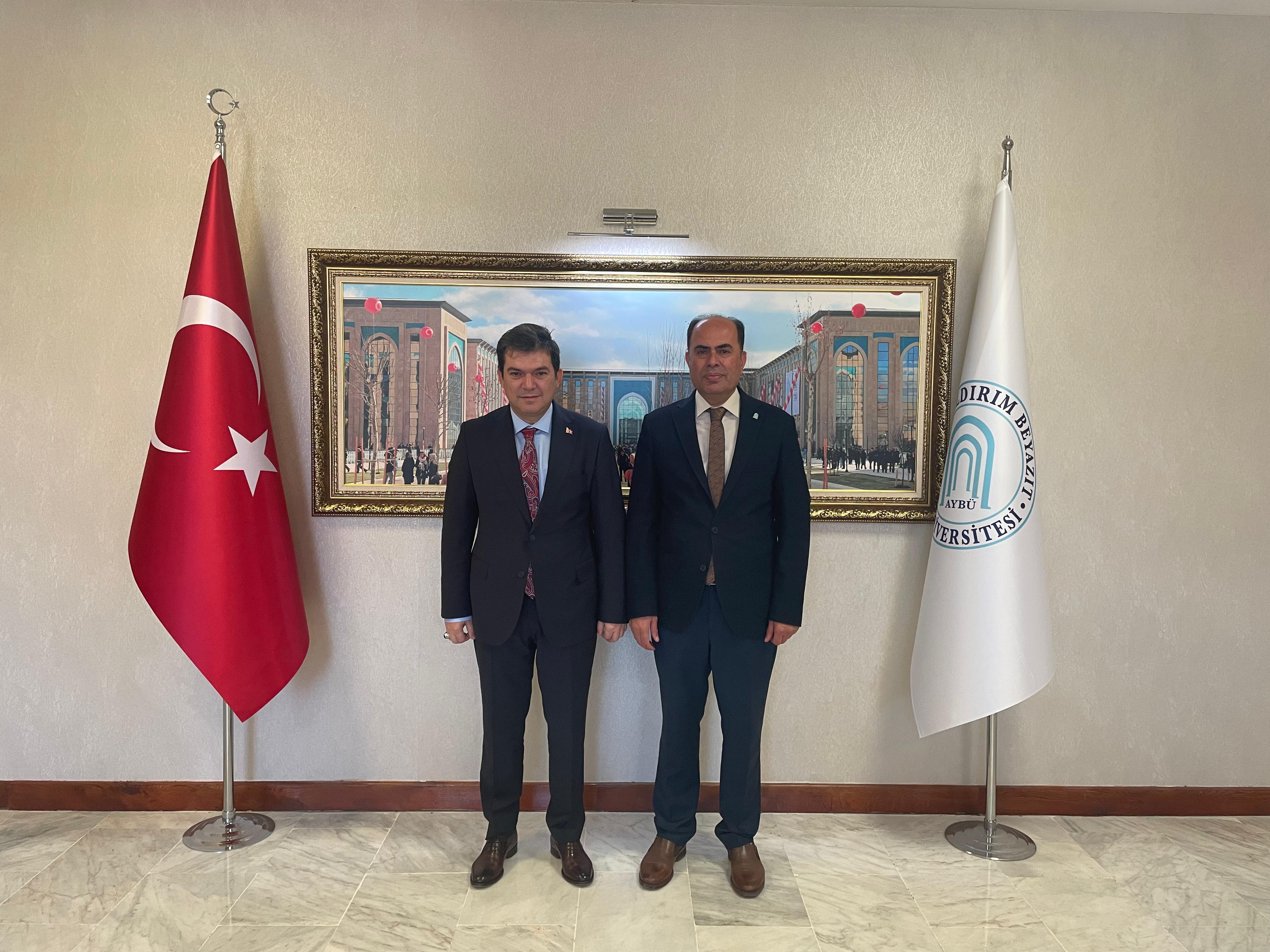 Şereflikoçhisar Kaymakamı Sayın Taner TENGİR, Üniversitemiz Rektör Yardımcısı ve Fakültemiz Dekanı Prof. Dr. Mustafa ORÇAN'ı Esenboğa Yerleşkesinde Ziyaret Etti.