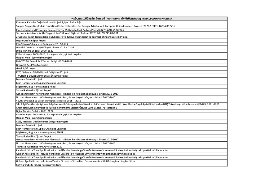 Projects Run by Our Faculty Members
