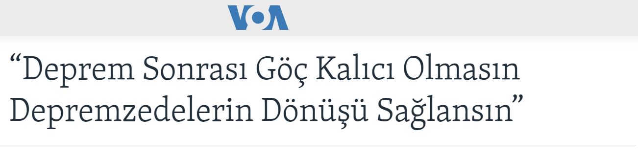 Basında AYBÜ-GPM: "Deprem Sonrası Göç Kalıcı Olmasın Depremzedelerin Dönüşü Sağlansın" 