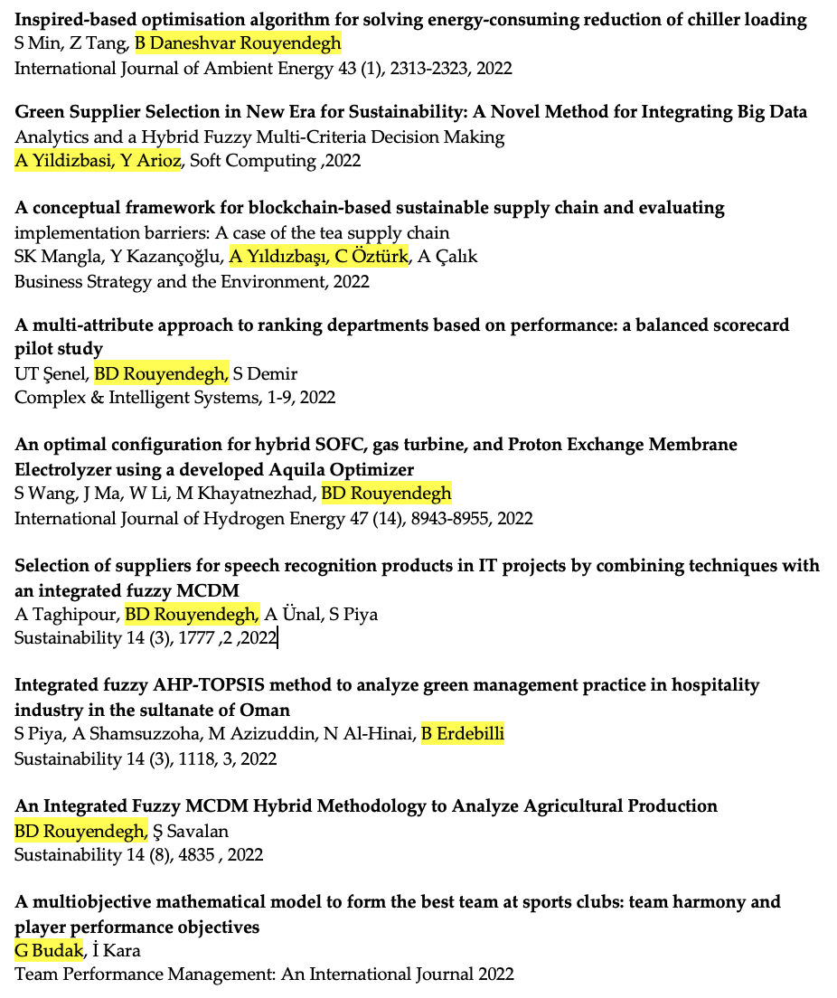 Endüstri Mühendisliği 2022 Yayınları