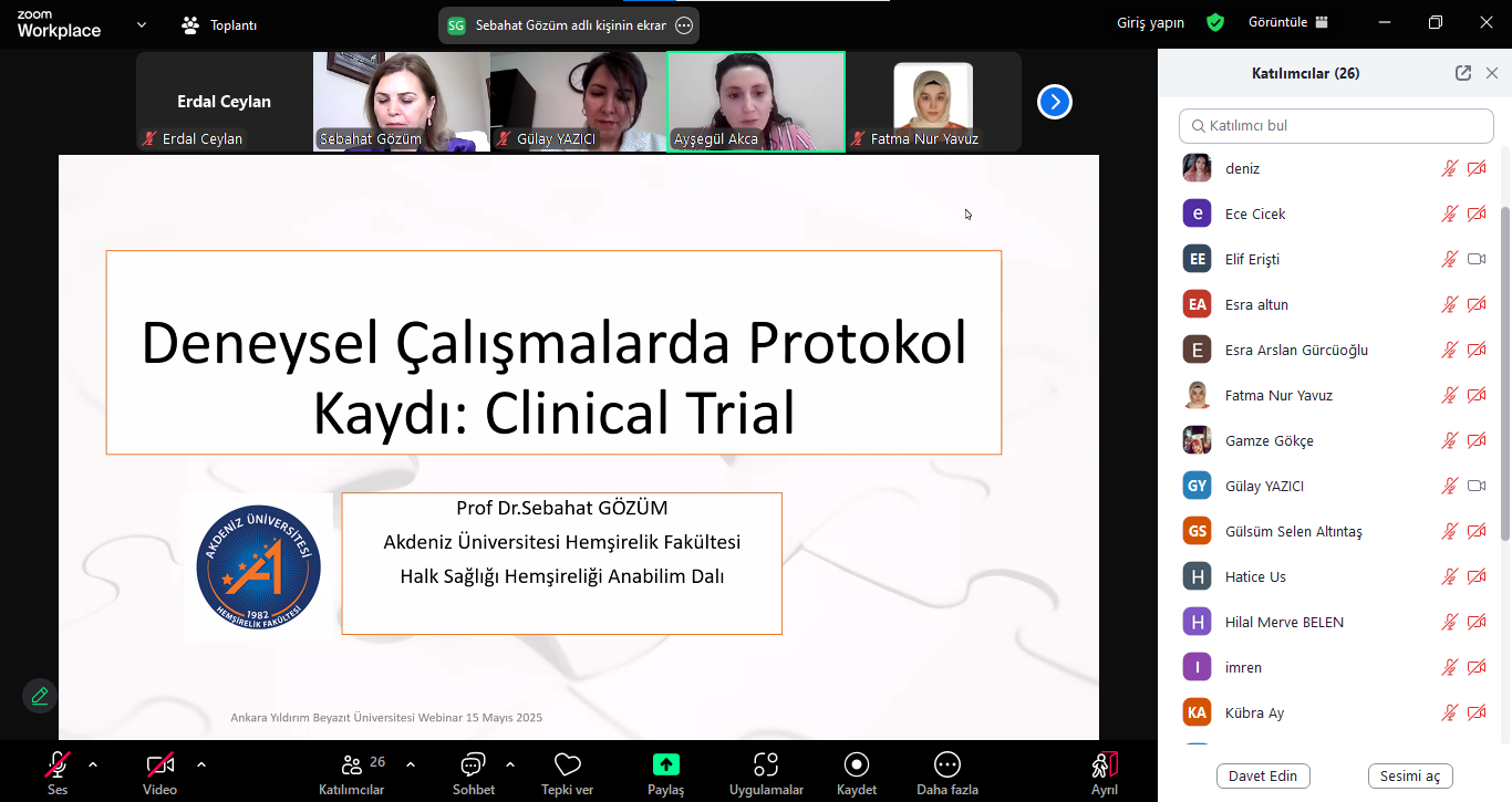 BÖLÜMÜMÜZDE 'DENEYSEL ÇALIŞMALARDA PROTOKOL KAYDI: CLINICAL TRIAL' EĞİTİMİ GERÇEKLEŞTİRİLMİŞTİR. 