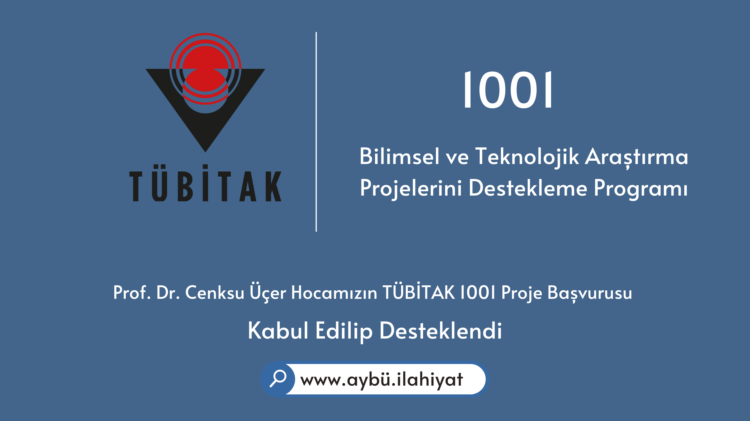 Prof. Dr. Cenksu Üçer Hocamızın TÜBİTAK 1001 Proje Başvurusu Kabul Edilip Desteklendi