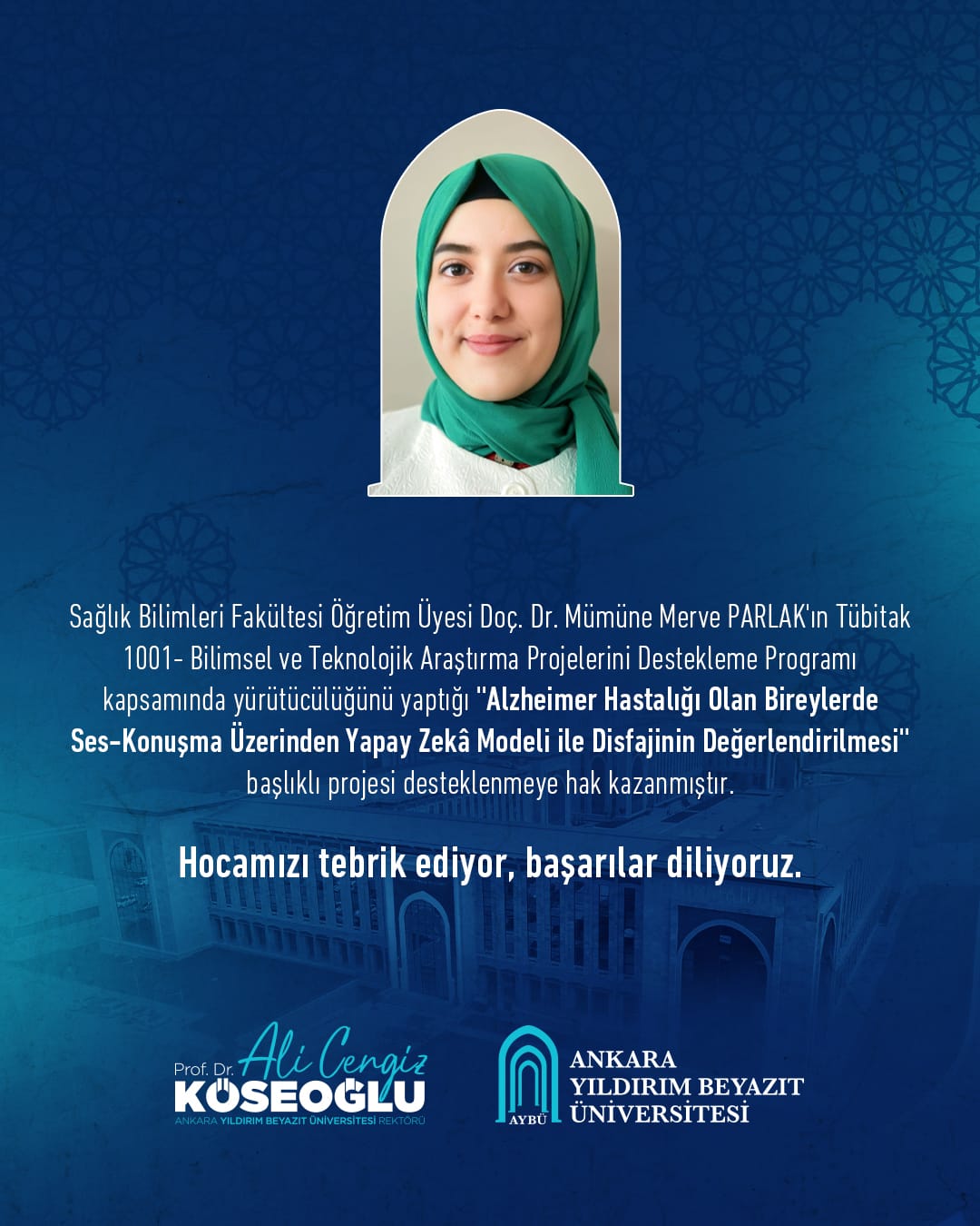 Doç. Dr. Mümüne Merve Parlak'ın Yürütücüsü Olduğu Proje TUBİTAK 1001 Kapsamında Desteklenmeye Hak Kazanmıştır.