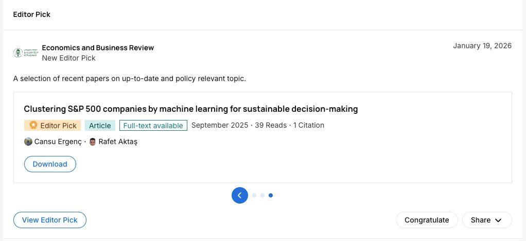 Article by AYBU Business School Academics Selected as an Editor’s Choice in an International Journal