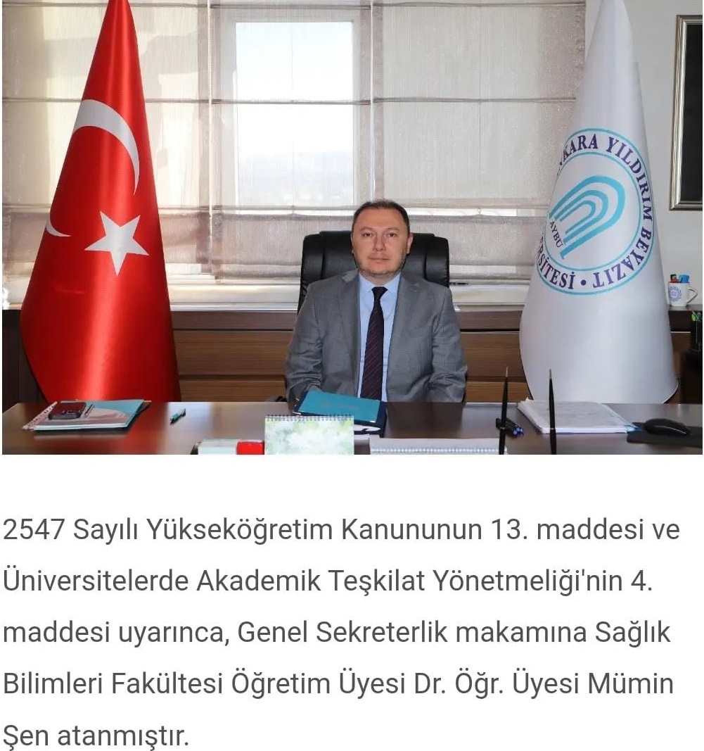 Üniversitemiz Genel Sekreterlik Görevine Dr. Öğr. Üyesi Mümin ŞEN Atandı