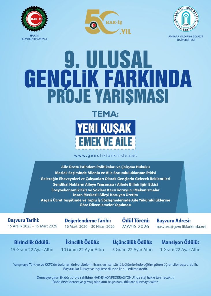 AYBÜ ve HAK-İŞ İş Birliğiyle 9. Ulusal Gençlik Farkında Proje Yarışması Başladı