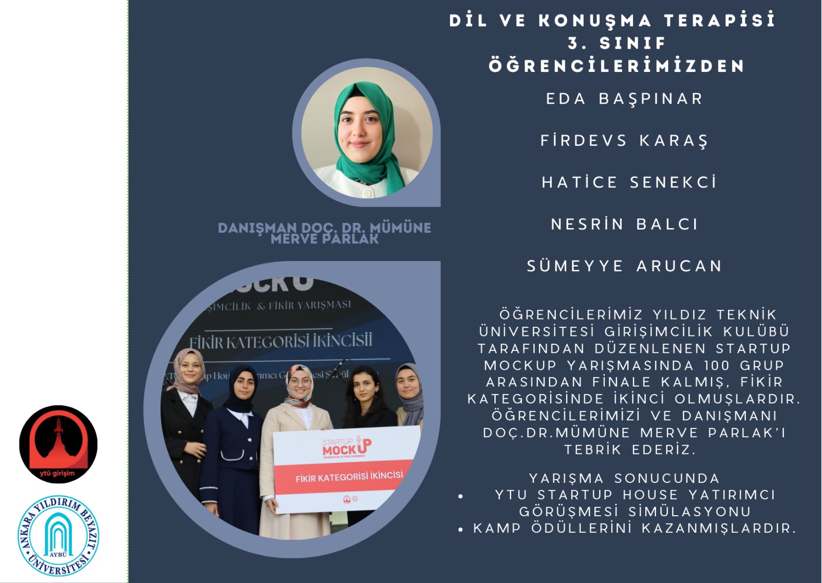 Öğrencilerimiz StartUp Mockup Yarışmasında İkinci Olmuştur.