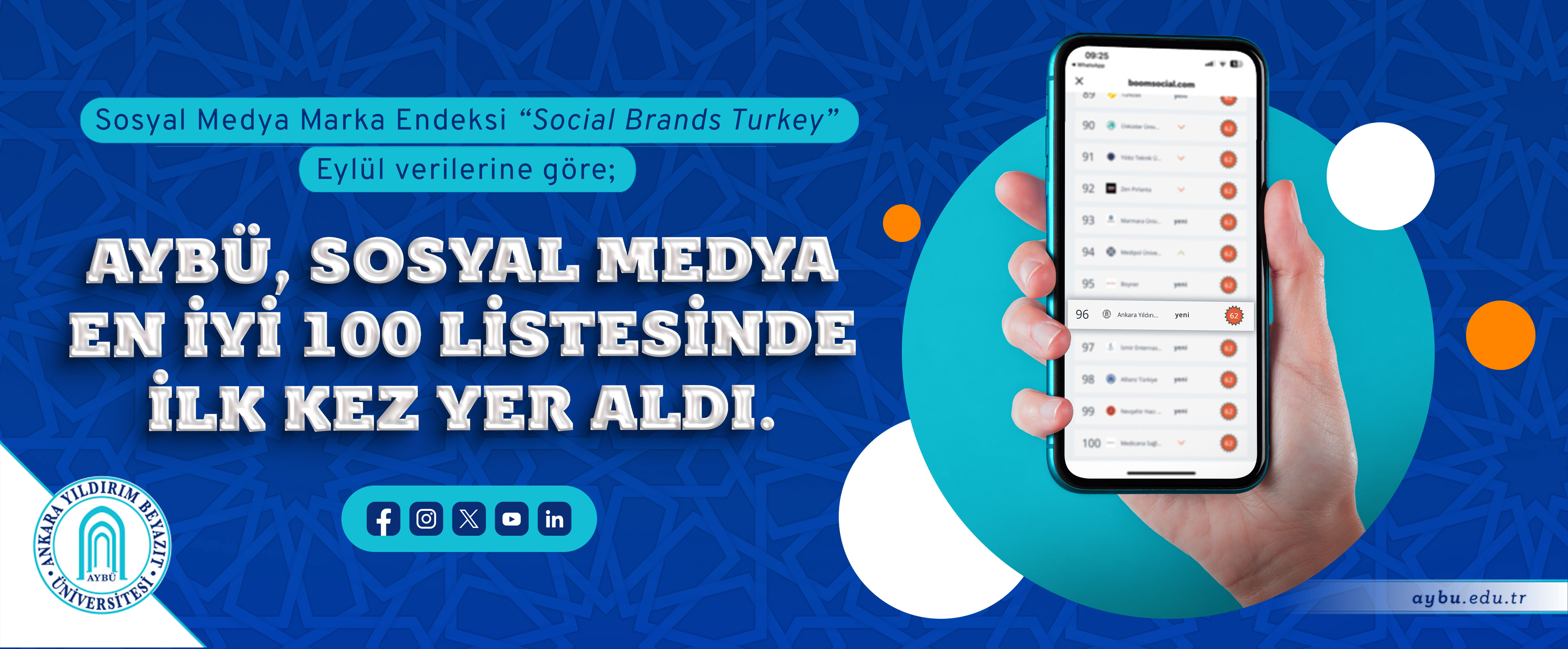 AYBÜ, Sosyal Medya En İyi 100 Listesi’nde