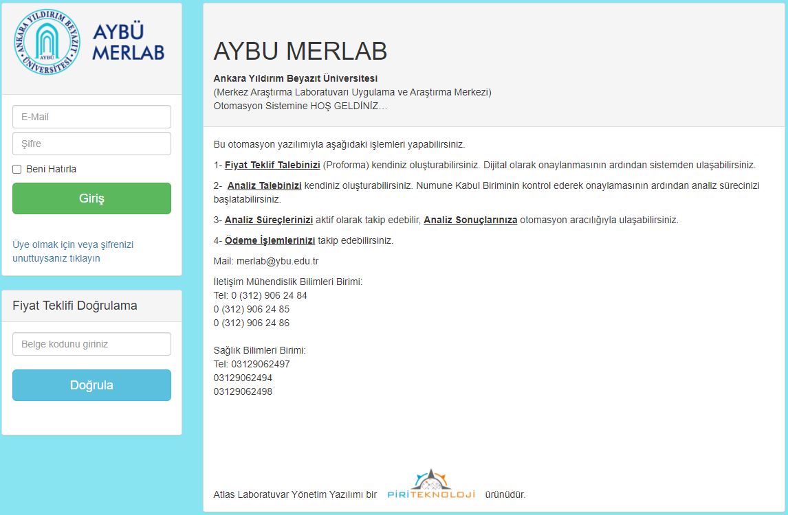 Merkezimizin Otomasyon Yazılımı MERLABSİS Faaliyete Geçmiştir