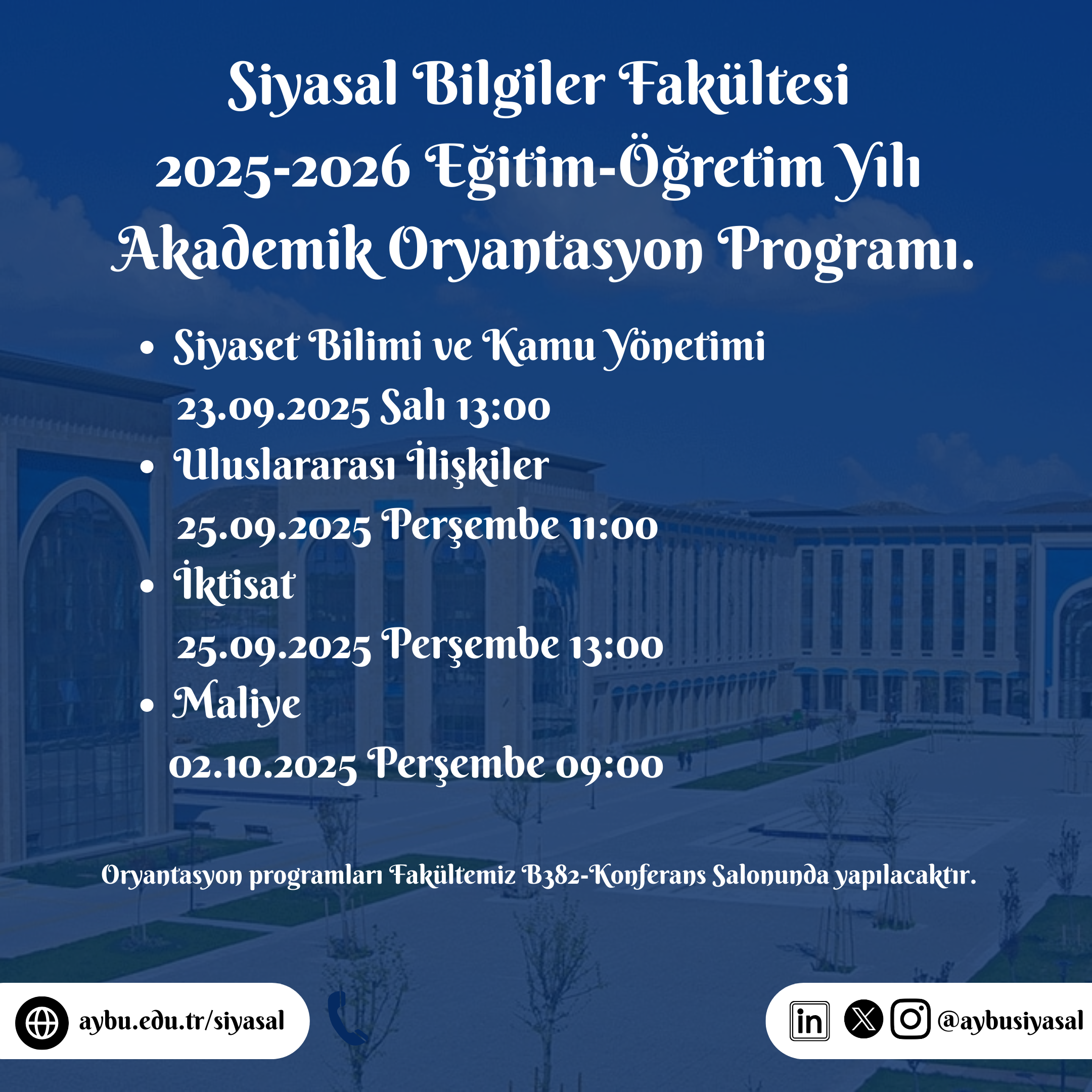 2025-2026 Eğitim Öğretim Yılı Akademik Oryantasyon Programı