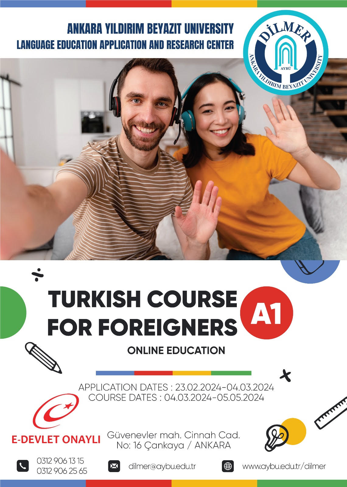 AYBÜ DİLMER'de A1 kursu 04.03.2024'te başlıyor / Online A1 Level Turkish Courses will be launched by AYBU DİLMER on March 4, 2024