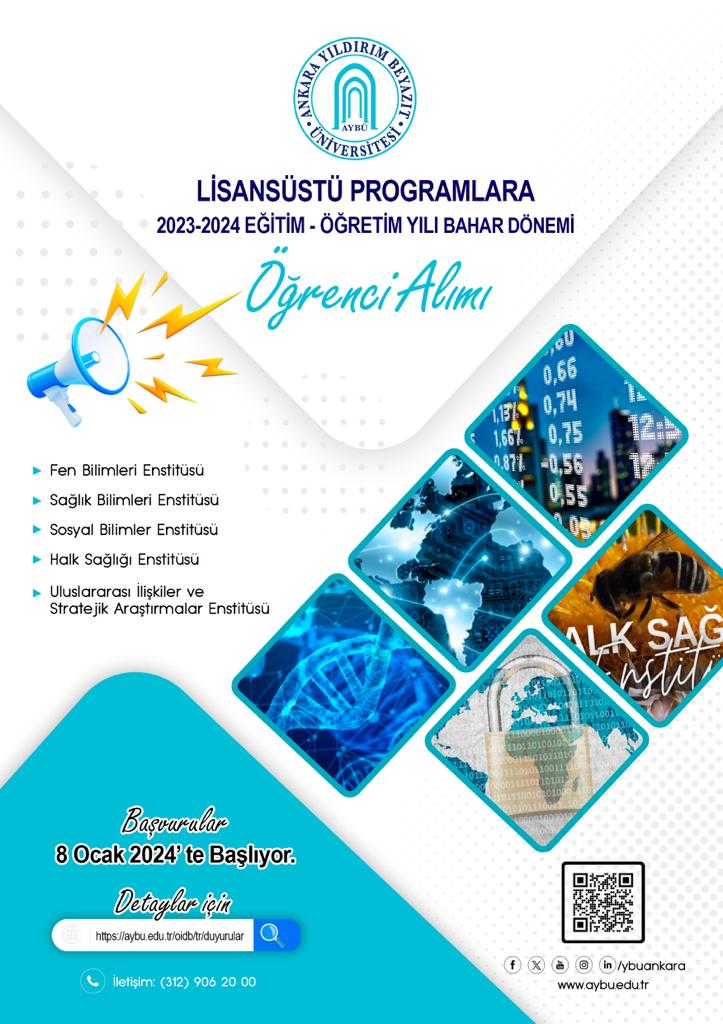 2023-2024 Akademik Yılı Bahar Dönemi Lisansüstü Programlara Başvurular Başlıyor.