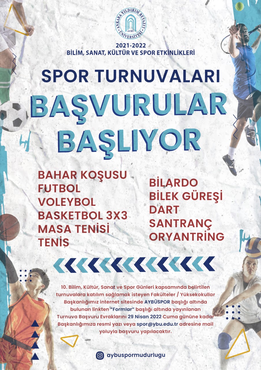 AYBÜ SPOR TURNUVALARI BAŞVURULARI BAŞLADI