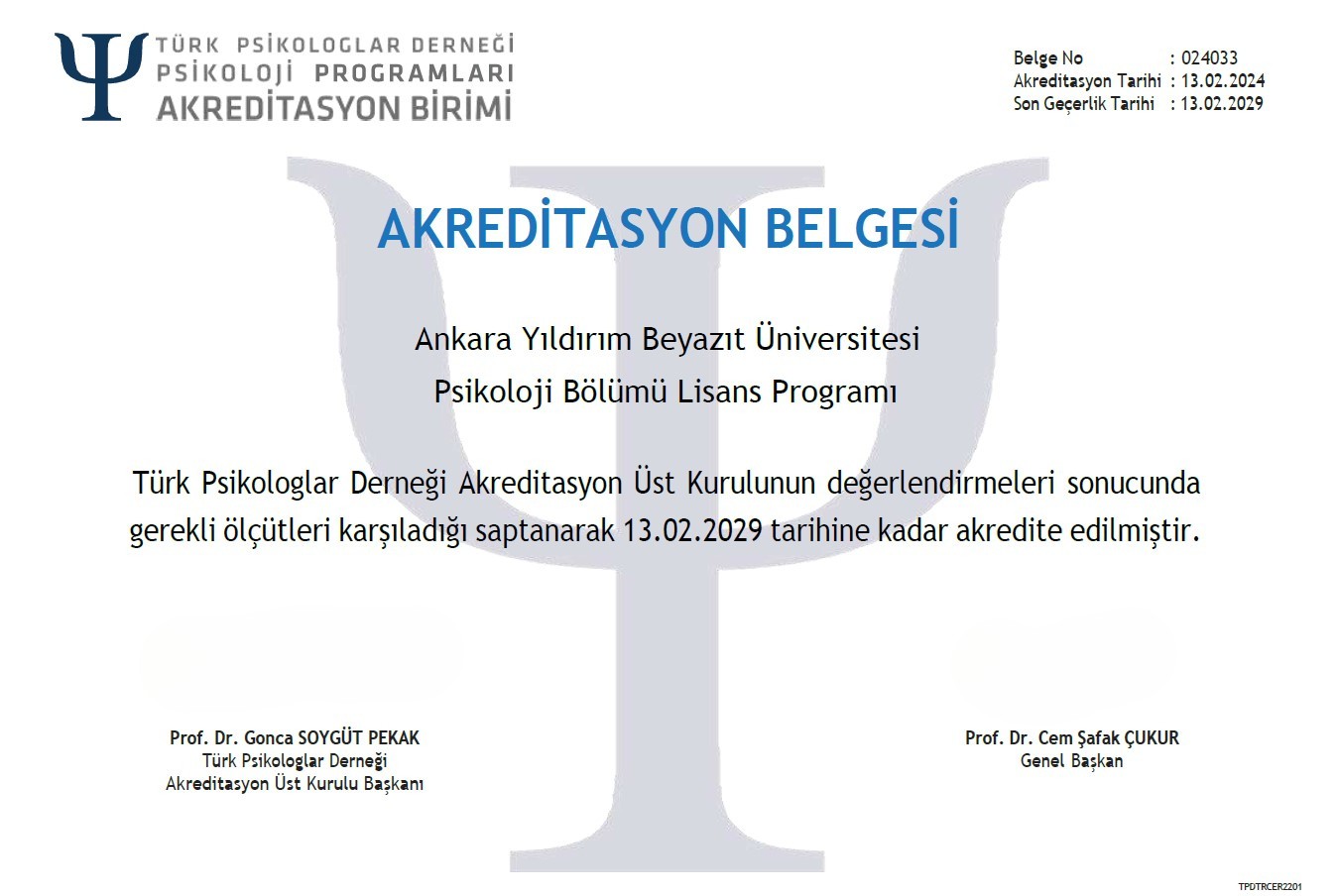 AYBU Psychology Accreditation Commission